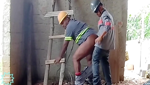 Hot black and brunette girl riding a hard dick outdoors