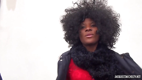 Ebony lady is on the bed and getting anal in a threesome