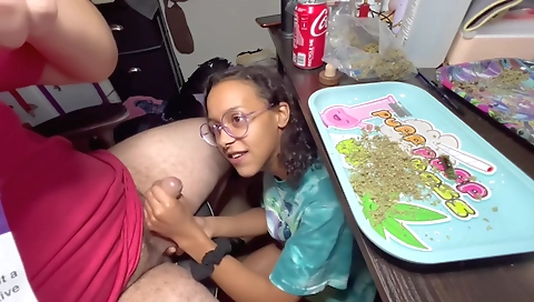 Black chick smoking while having an awesome sex clip