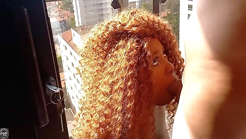 Amateur ebony in the beach sucks and rides a black dick