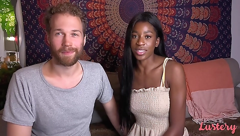 Ebony girl in stockings is getting fucked by a black dude