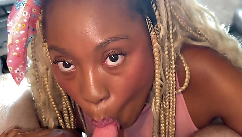 Black hair ebony chick plays with my own hair and enjoys sex