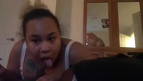 A big ass ebony chick is giving a deepthroat porn video