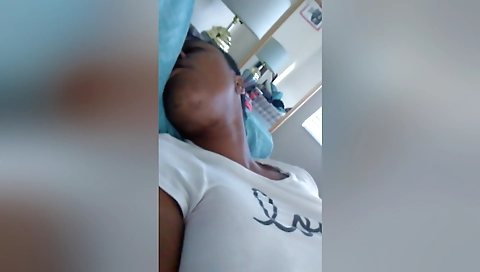 Ebony brunette girl with small tits gets her pussy filled