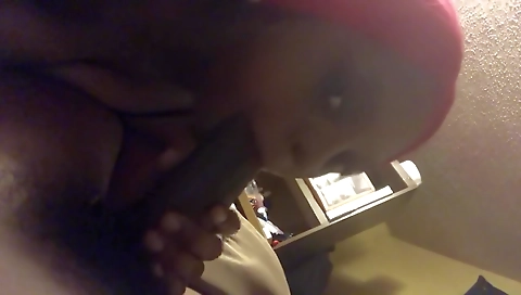 Ebony lover enjoying a deep throat for her big dick