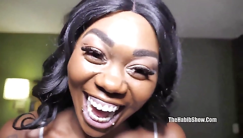 Two ebony chicks getting deepthroated and fucked in mouth