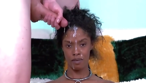 Sexy ebony chick with big tits gets fucked in her mouth