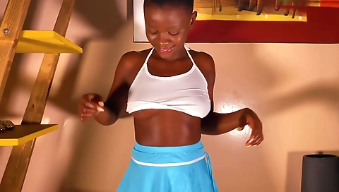 Amateur ebony solo video with her hot cunt licking