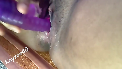 ebony milf masturbating after a good sex with a dildo