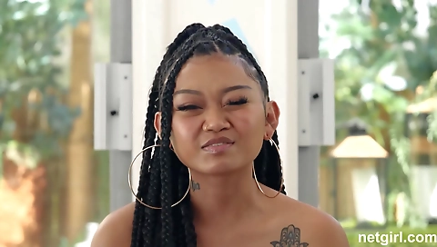 Big cock casting with a brunette in pink stockings