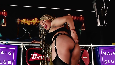 Sexy latina teen wearing sexy dresses in public disco