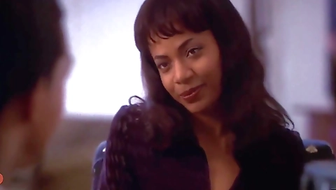 Ebony teen in a 1997 soul food video with a round cock