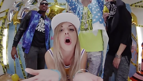 Ebony milf and teen redheaded are doing a hot group sex